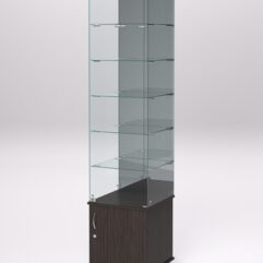 Витрина стеклянная ПРИМА МОДЕРН №504 (с дверкой, задняя стенка - зеркало), Дуб Венге