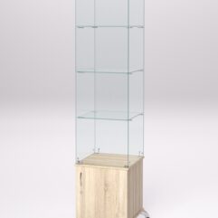 Витрина стеклянная ПРИМА КЛАССИК №6 (с дверкой, задняя стенка - стекло), Дуб Сонома