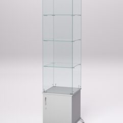 Витрина стеклянная ПРИМА КЛАССИК №6 (с дверкой, задняя стенка - стекло), Серый