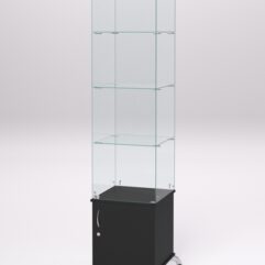 Витрина стеклянная ПРИМА КЛАССИК №6 (с дверкой, задняя стенка - стекло), Черный