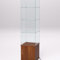 Витрина стеклянная ПРИМА КЛАССИК №6 (с дверкой, задняя стенка - стекло), Орех