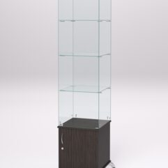 Витрина стеклянная ПРИМА КЛАССИК №6 (с дверкой, задняя стенка - стекло), Дуб Венге