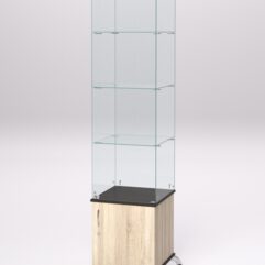 Витрина стеклянная ПРИМА КЛАССИК №6 (с дверкой, задняя стенка - стекло), Дуб Сонома и Дуб Венге