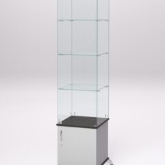 Витрина стеклянная ПРИМА КЛАССИК №6 (с дверкой, задняя стенка - стекло), Серый и Дуб Венге