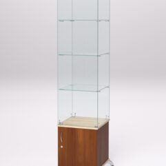 Витрина стеклянная ПРИМА КЛАССИК №6 (с дверкой, задняя стенка - стекло), Орех и Дуб Сонома