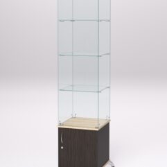 Витрина стеклянная ПРИМА КЛАССИК №6 (с дверкой, задняя стенка - стекло), Дуб Венге и Дуб Сонома