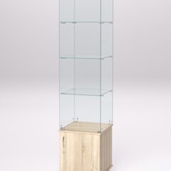Витрина стеклянная ПРИМА МОДЕРН №6 (с дверкой, задняя стенка - стекло), Дуб Сонома