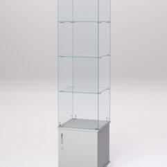 Витрина стеклянная ПРИМА МОДЕРН №6 (с дверкой, задняя стенка - стекло), Серый
