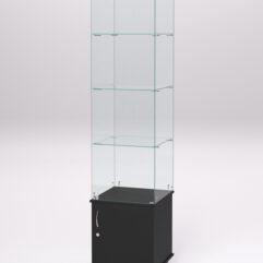 Витрина стеклянная ПРИМА МОДЕРН №6 (с дверкой, задняя стенка - стекло), Черный