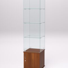 Витрина стеклянная ПРИМА МОДЕРН №6 (с дверкой, задняя стенка - стекло), Орех