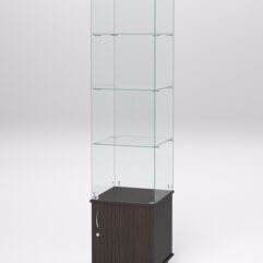 Витрина стеклянная ПРИМА МОДЕРН №6 (с дверкой, задняя стенка - стекло), Дуб Венге