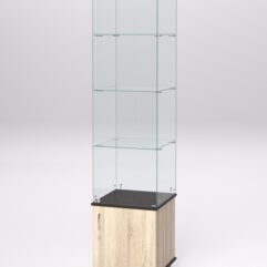 Витрина стеклянная ПРИМА МОДЕРН №6 (с дверкой, задняя стенка - стекло), Дуб Сонома и Дуб Венге