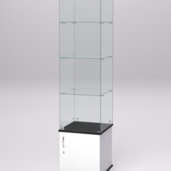 Витрина стеклянная ПРИМА МОДЕРН №6 (с дверкой, задняя стенка - стекло), Белый и Черный