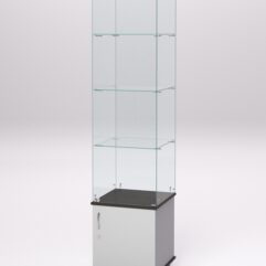 Витрина стеклянная ПРИМА МОДЕРН №6 (с дверкой, задняя стенка - стекло), Серый и Дуб Венге