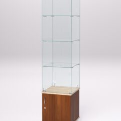 Витрина стеклянная ПРИМА МОДЕРН №6 (с дверкой, задняя стенка - стекло), Орех и Дуб Сонома