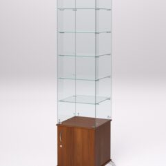 Витрина стеклянная ПРИМА КЛАССИКА №506 (с дверкой, задняя стенка - стекло), Орех