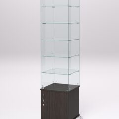 Витрина стеклянная ПРИМА КЛАССИКА №506 (с дверкой, задняя стенка - стекло), Дуб Венге