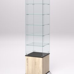 Витрина стеклянная ПРИМА КЛАССИКА №506 (с дверкой, задняя стенка - стекло), Дуб Сонома и Дуб Венге