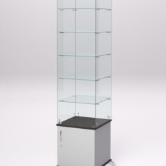 Витрина стеклянная ПРИМА КЛАССИКА №506 (с дверкой, задняя стенка - стекло), Серый и Дуб Венге