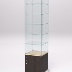 Витрина стеклянная ПРИМА КЛАССИКА №506 (с дверкой, задняя стенка - стекло), Дуб Венге и Дуб Сонома