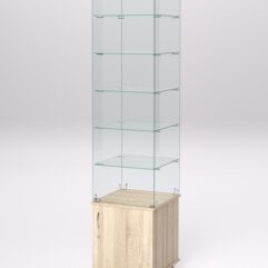 Витрина стеклянная ПРИМА МОДЕРН №506 (с дверкой, задняя стенка - стекло), Дуб Сонома