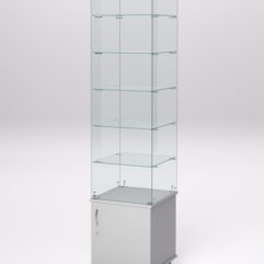 Витрина стеклянная ПРИМА МОДЕРН №506 (с дверкой, задняя стенка - стекло), Серый