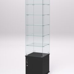 Витрина стеклянная ПРИМА МОДЕРН №506 (с дверкой, задняя стенка - стекло), Черный