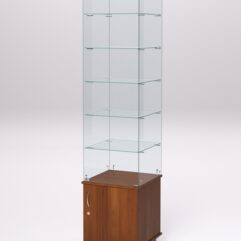 Витрина стеклянная ПРИМА МОДЕРН №506 (с дверкой, задняя стенка - стекло), Орех