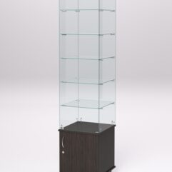 Витрина стеклянная ПРИМА МОДЕРН №506 (с дверкой, задняя стенка - стекло), Дуб Венге