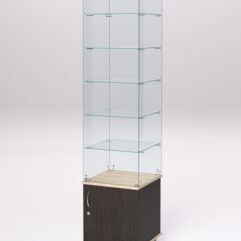 Витрина стеклянная ПРИМА МОДЕРН №506 (с дверкой, задняя стенка - стекло), Дуб Венге и Дуб Сонома