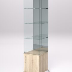 Витрина стеклянная ПРИМА КЛАССИК №8 (с дверкой, задняя стенка - зеркало), Дуб Сонома