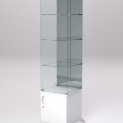 Витрина стеклянная ПРИМА КЛАССИК №8 (с дверкой, задняя стенка - зеркало), Белый