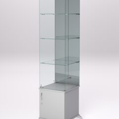 Витрина стеклянная ПРИМА КЛАССИК №8 (с дверкой, задняя стенка - зеркало), Серый