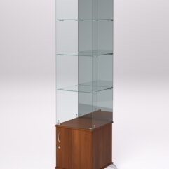 Витрина стеклянная ПРИМА КЛАССИК №8 (с дверкой, задняя стенка - зеркало), Орех