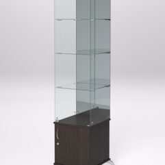 Витрина стеклянная ПРИМА КЛАССИК №8 (с дверкой, задняя стенка - зеркало), Дуб Венге