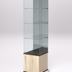 Витрина стеклянная ПРИМА КЛАССИК №8 (с дверкой, задняя стенка - зеркало), Дуб Сонома и Дуб Венге