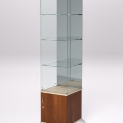 Витрина стеклянная ПРИМА КЛАССИК №8 (с дверкой, задняя стенка - зеркало), Орех и Дуб Сонома