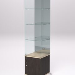 Витрина стеклянная ПРИМА КЛАССИК №8 (с дверкой, задняя стенка - зеркало), Дуб Венге и Дуб Сонома