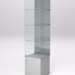 Витрина стеклянная ПРИМА МОДЕРН №8 (с дверкой, задняя стенка - зеркало), Серый