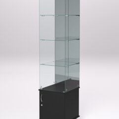 Витрина стеклянная ПРИМА МОДЕРН №8 (с дверкой, задняя стенка - зеркало), Черный