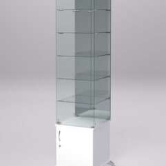 Витрина стеклянная ПРИМА КЛАССИК №508 (с дверкой, задняя стенка - зеркало), Белый