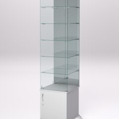 Витрина стеклянная ПРИМА КЛАССИК №508 (с дверкой, задняя стенка - зеркало), Серый