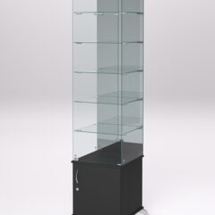 Витрина стеклянная ПРИМА КЛАССИК №508 (с дверкой, задняя стенка - зеркало), Черный