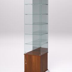 Витрина стеклянная ПРИМА КЛАССИК №508 (с дверкой, задняя стенка - зеркало), Орех