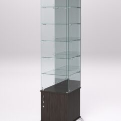 Витрина стеклянная ПРИМА КЛАССИК №508 (с дверкой, задняя стенка - зеркало), Дуб Венге