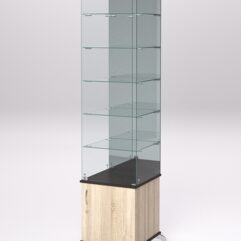 Витрина стеклянная ПРИМА КЛАССИК №508 (с дверкой, задняя стенка - зеркало), Дуб Сонома и Дуб Венге