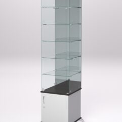 Витрина стеклянная ПРИМА КЛАССИК №508 (с дверкой, задняя стенка - зеркало), Серый и Дуб Венге