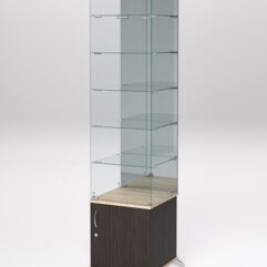 Витрина стеклянная ПРИМА КЛАССИК №508 (с дверкой, задняя стенка - зеркало), Дуб Венге и Дуб Сонома