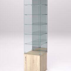 Витрина стеклянная ПРИМА МОДЕРН №508 (с дверкой, задняя стенка - зеркало), Дуб Сонома