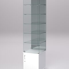 Витрина стеклянная ПРИМА МОДЕРН №508 (с дверкой, задняя стенка - зеркало), Белый